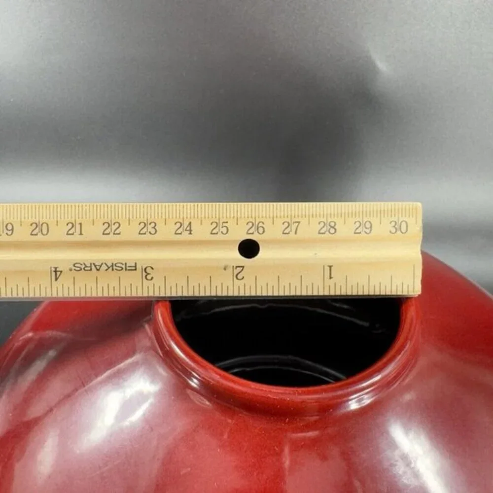 Pier 1‎ Amano German Pottery Oval Red Glazed Vase Vessel Made In Germany Ceramic